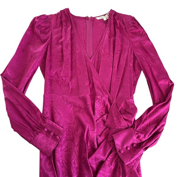 Veronica Beard Weiss Magenta Pink Wrap Silk Blend Jacquard Midi Dress Size 6 NWT - Picture 3 of 12